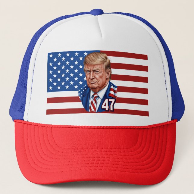 Donald Trump 2024 Presidential 47 Winner Trucker Hat (Front)