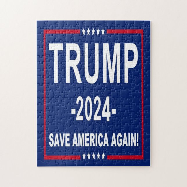 Donald Trump 2024 Save America Again Jigsaw Puzzle (Vertical)