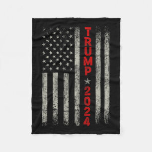 Donald Trump 2024 Take America Back American Flag Fleece Blanket
