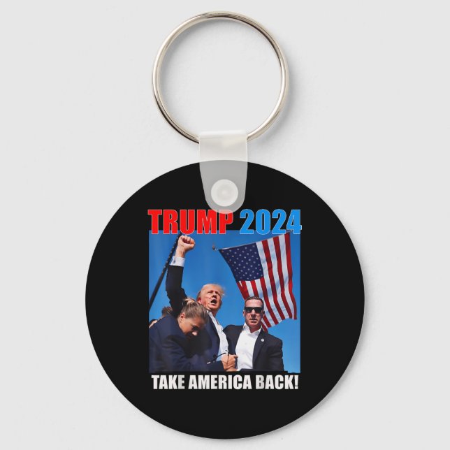 Donald Trump 2024 Take America Back American Flag Keychain (Front)