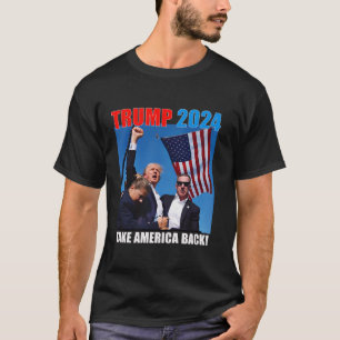Donald Trump 2024 Take America Back American Flag  T-Shirt