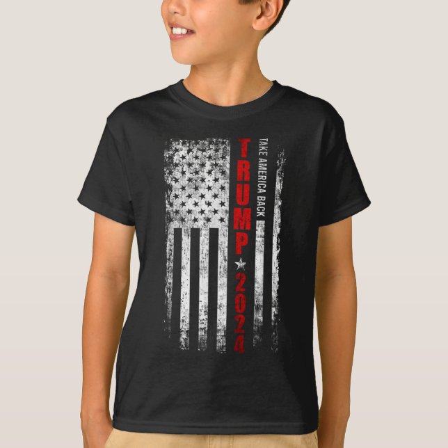 Donald Trump 2024 Take America Back American Flag  T-Shirt (Front)