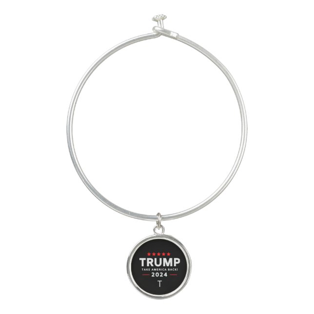 Donald Trump 2024 Take America Back Election  Bangle Bracelet (Front)