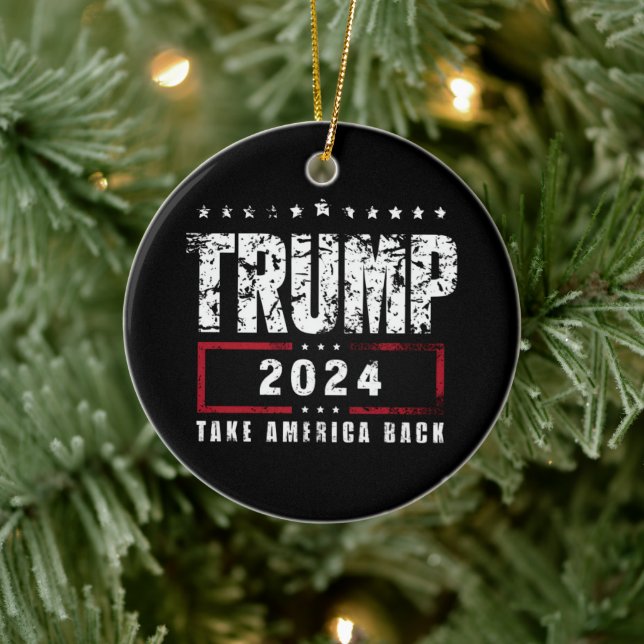Donald Trump 2024 Take America Back Election  Ceramic Ornament (Tree)