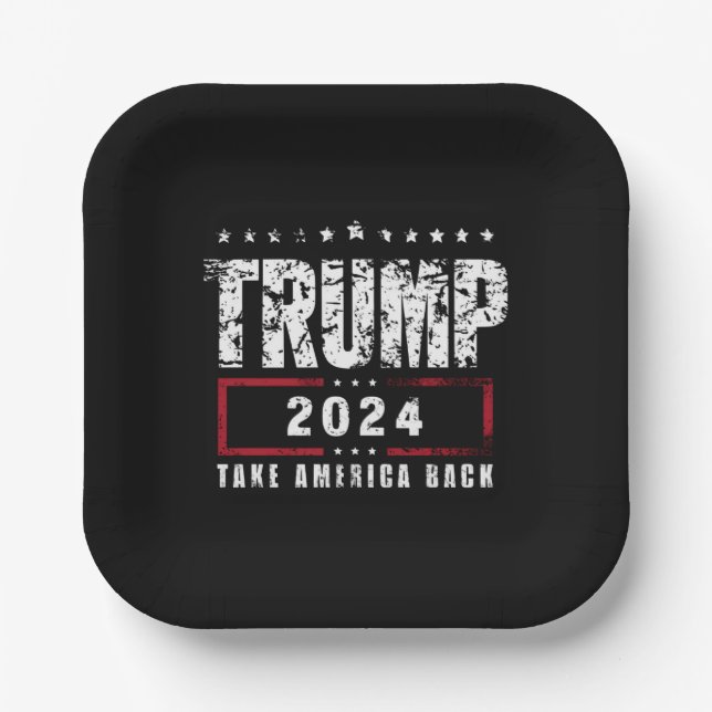 Donald Trump 2024 Take America Back Election  Paper Plates (Front)