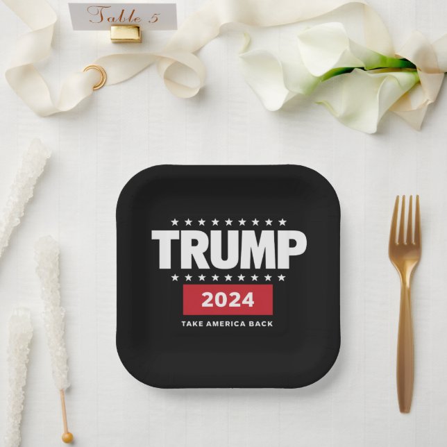 Donald Trump 2024 Take America Back Election  Paper Plates (Wedding)
