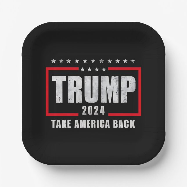 Donald Trump 2024 Take America Back Election Paper Plates (Front)