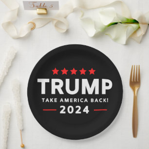 Donald Trump 2024 Take America Back Election Paper Plates
