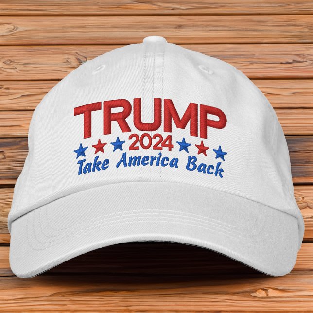 Donald Trump 2024 Take America Back Patriotic Star Embroidered Baseball Cap (Trump 2024 hat take america back)