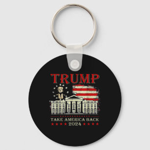 Donald Trump 2024 Take America Byck American Flag  Keychain