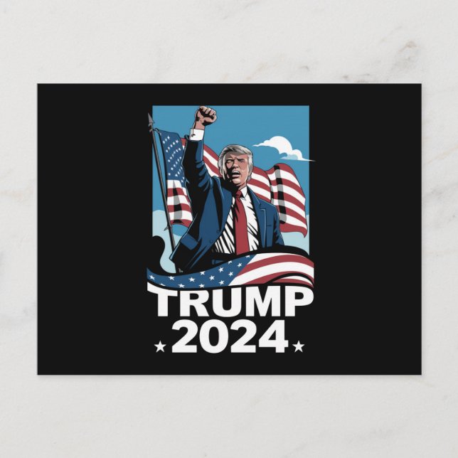 Donald Trump 2024 US Election American Flag Postcard (Front)