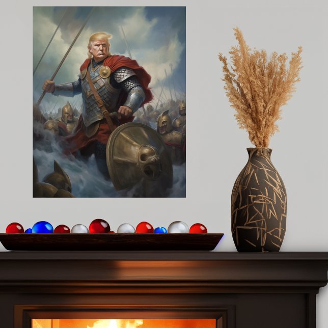 Donald Trump 2024 Viking Warrior Hero Funny AI Poster