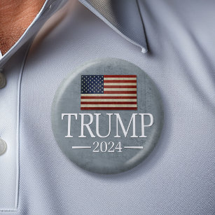 Donald Trump 2024 - Vintage American Flag Button