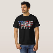 Donald Trump 2024 Vintage American Flag Letters T-Shirt (Front Full)