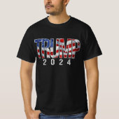 Donald Trump 2024 Vintage American Flag Letters T-Shirt (Front)