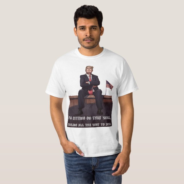 Donald Trump 2024 Wall Art with American Flag T-Shirt (Front Full)