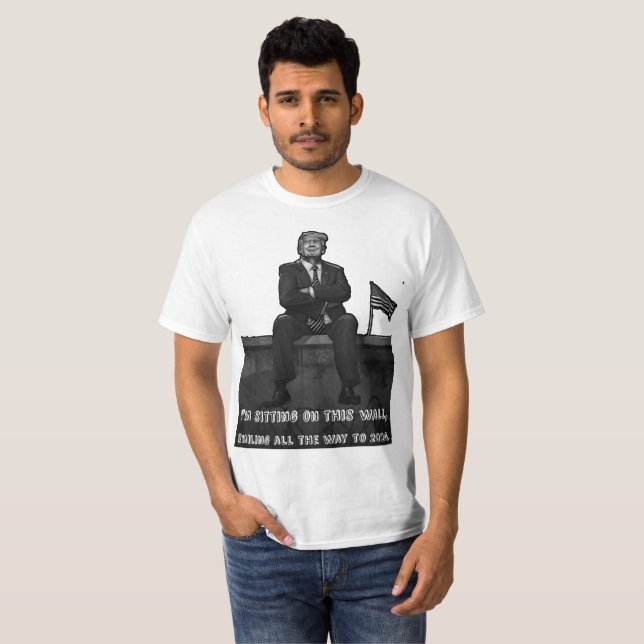 Donald Trump 2024 Wall Art with American Flag T-Shirt (Front Full)