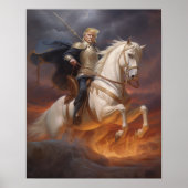 Donald Trump 2024 White Horse Knight Hero Funny AI Poster (Front)