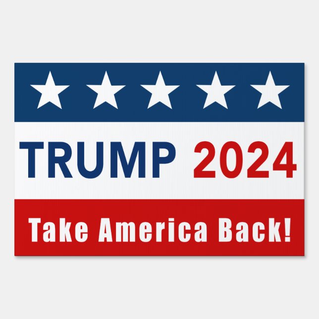 Donald Trump 2024 Yard Sign - Red, White & Blue (Front)