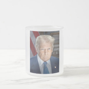 Donald Trump 2025 American President Portrait Frosted Glass Coffee Mug