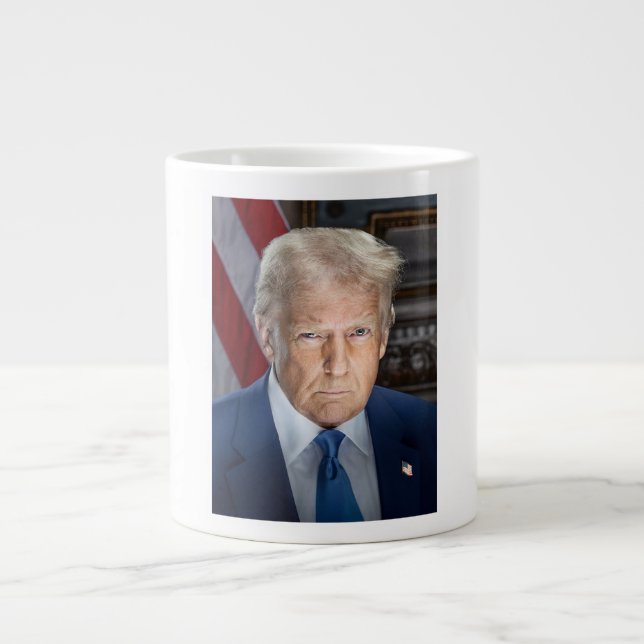 Donald Trump 2025 American President Portrait Giant Coffee Mug (Front)