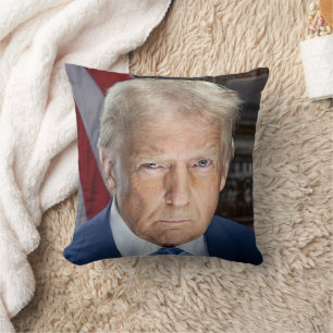 Donald Trump 2025 American President Portrait Throw Pillow