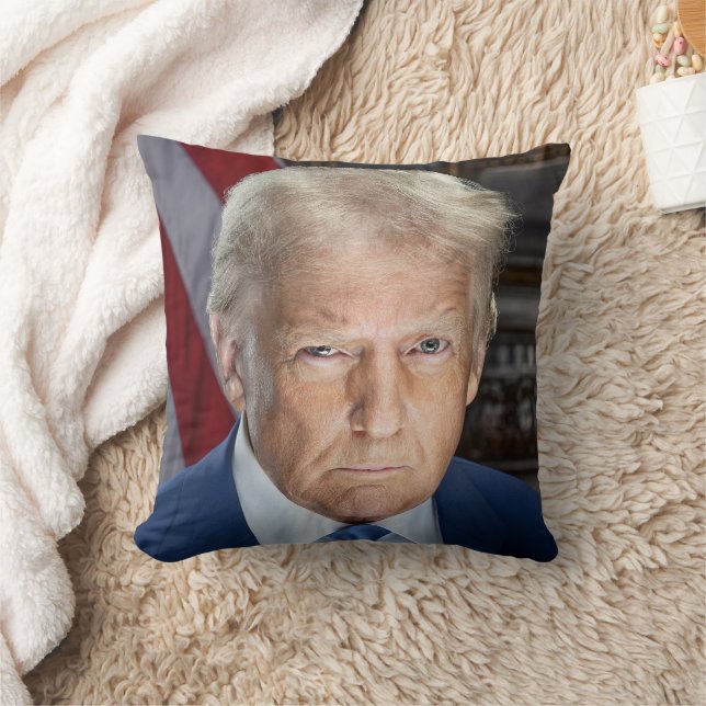 Donald Trump 2025 American President Portrait Throw Pillow (Blanket)