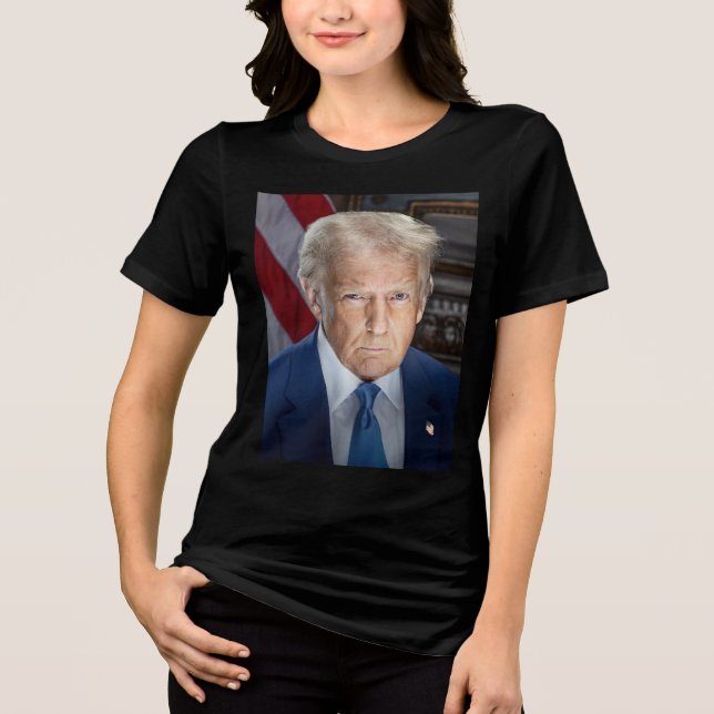 Donald Trump 2025 American President Portrait Tri-Blend Shirt (Front)