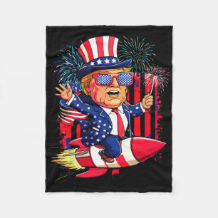Donald Trump 2025 Happy 4th Of July Trump American Fleece Blanket