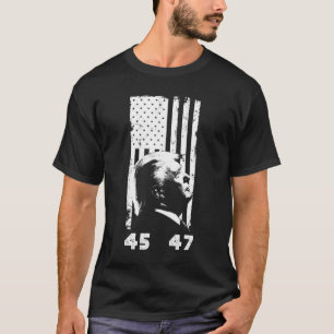 Donald Trump 45 47 - American Flag Trump 2024 T-Shirt