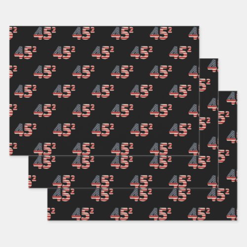 Donald Trump 45 Squared American Flag Patriotic Wrapping Paper Sheets