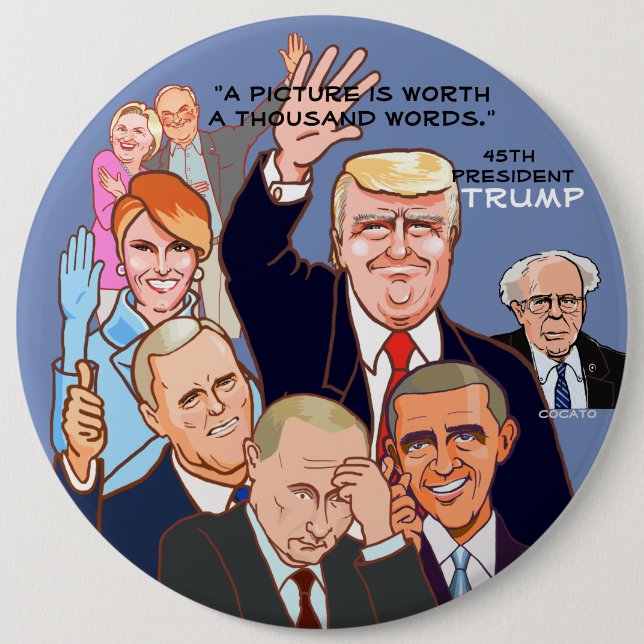 Donald Trump-45th President of the USA. Pinback Button (Front)