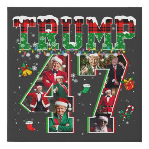 Donald Trump 47th President 2024 Christmas Santa Faux Canvas Print