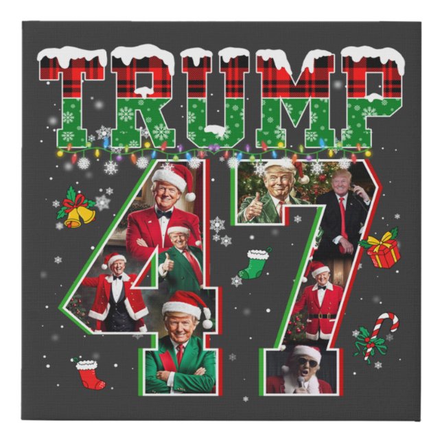 Donald Trump 47th President 2024 Christmas Santa Faux Canvas Print (Front)