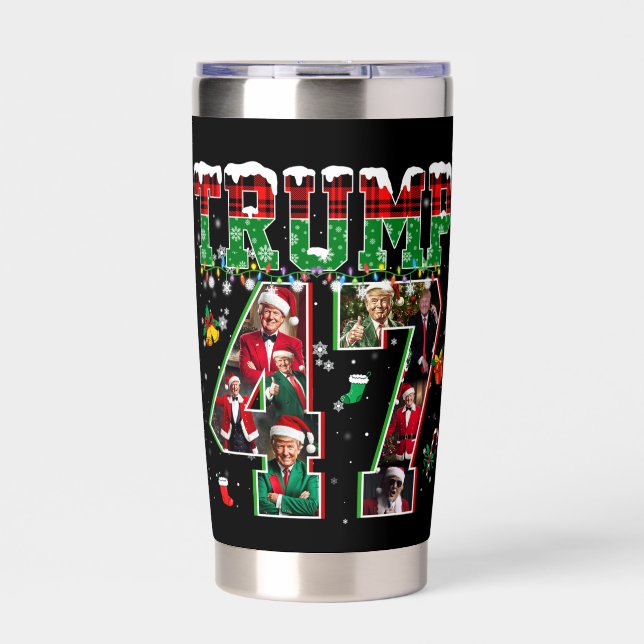 Donald Trump 47th President 2024 Christmas Santa Insulated Tumbler (Front)