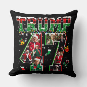 Donald Trump 47th President 2024 Christmas Santa Throw Pillow