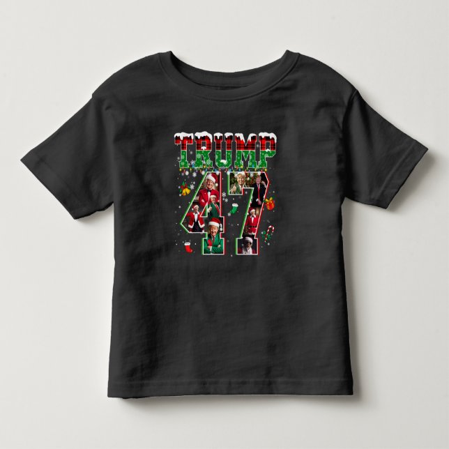 Donald Trump 47th President 2024 Christmas Santa Toddler T-shirt (Front)