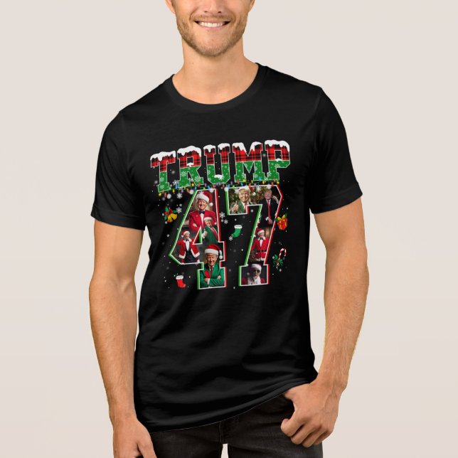 Donald Trump 47th President 2024 Christmas Santa Tri-Blend Shirt (Front)