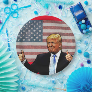 DONALD TRUMP 4TH OF JULY PARTY PAPER PLATES