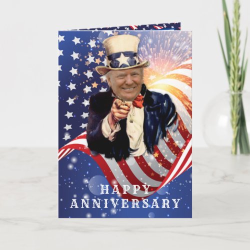 DONALD TRUMP AMERICAN FLAG  ANNIVERSARY CARD