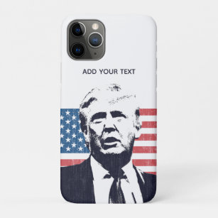 Donald Trump American Flag Custom Text   Blue iPhone 11 Pro Case