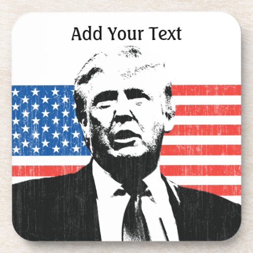 Donald Trump American Flag Custom Text Coaster