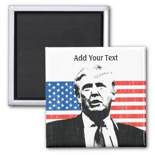 Donald Trump American Flag Custom Text Magnet