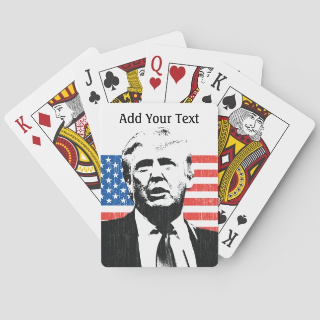 Donald Trump American Flag Custom Text Poker Cards (Back)