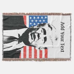 Donald Trump American Flag Custom Text Throw Blanket