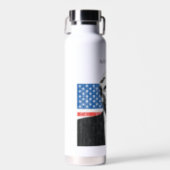 Donald Trump American Flag Custom Text Water Bottle (Front)
