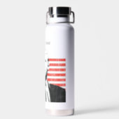 Donald Trump American Flag Custom Text Water Bottle (Back)