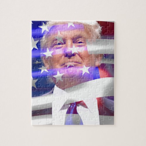 donald trump american flag jigsaw puzzle