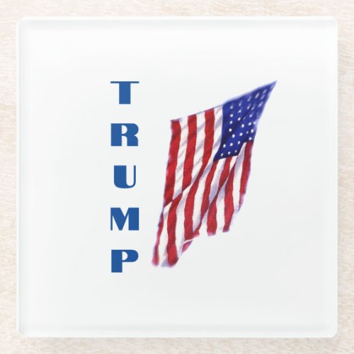 Donald Trump American Flag Pop Art  Glass Coaster