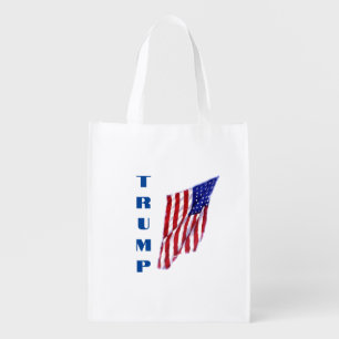 Donald Trump American Flag Pop Art Grocery Bag
